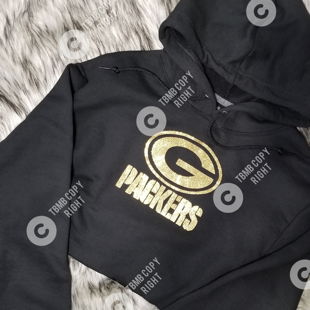 Black and Gold Women's Crop Green Bay Packers Hoodie